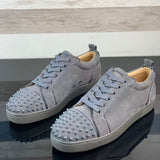 Louboutin-style red bottom shoes export europe station cl red bottom shoes electric embroidery low top high top men's shoes red bottom couple trendy rivets casualtie back