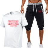 Stranger Things T Shirt Summer Fashion Printed Stranger Things Cotton Short Sleeve T-shirt Cropped Pants Suit