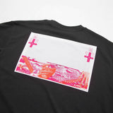 C.e t shirts washed batik loose patch round neck pullover short sleeves