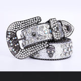 Hip-hop punk rhinestone belt y2k skull