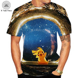 Men and Women Pokemon Pikachu T Shirt Summer Men's Short Sleeve round Neck T-shirt