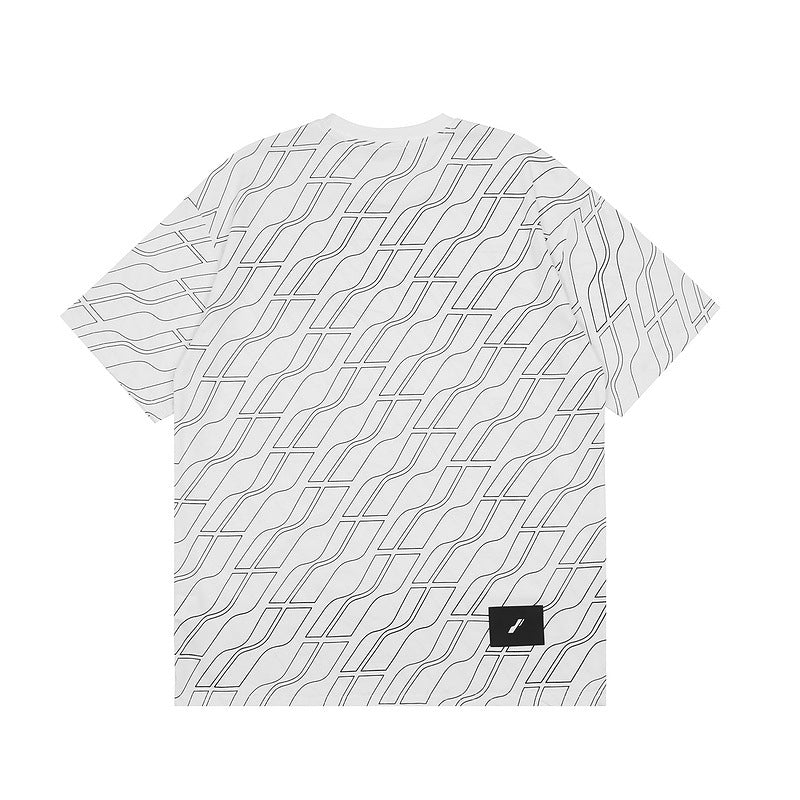 We11 Done T Shirts Irregular Reflective Stripe Corrugated Short Sleeve Casual Summer