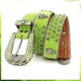 Hip-hop punk rhinestone belt women men skull accessories