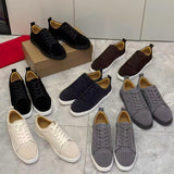 Louboutin-style red bottom shoes cl red bottom shoes genuine leather rivets trendy shoes fashion suede casual sneakers trendyy stylish men's shoes