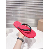 Louboutin-style red bottom shoes european station cl men's shoes red bottom rivets non-slipflats flat heel flip-flops beach flip-flops outdoor casualcouple
