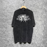 Amiri washed t-shirt letter angel ball printing short sleeves