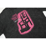 Gallery Dept T Shirts Dark Black Seat Printed Washed Distressed Short Sleeve