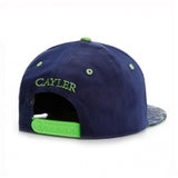 Trendy flat brimmed hat holding cigarette for sunshade