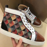 Louboutin-style red bottom shoes wintercl red bottom rivetsexport high-top sneakers tie back round toe cow suede casual shoes