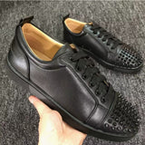 Louboutin-style red bottom shoes, popular european station cl red bottom shoes, electric embroidery style, low-top high-top men's shoes, red bottom couple, trendy rivets, casualtie back