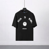 Jesus Is King T Shirt Loose Letter Print Men's and Women's Short-Sleeved T-shirt