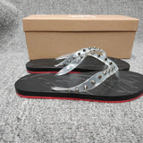 Louboutin-style red bottom shoes clmen women's rivet flip-flops fashionnon-slipoutwear beach shoes trendy slippers one piece
