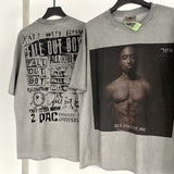 Mens Vintage T-Shirts Tribute "Tupac Shakur" Washed Grey Tee