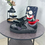 Louboutin-style red bottom shoes cl men's shoes rivets gz red bottom shoes thick sole sports casual luxury classy sneakers genuine leather light