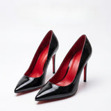 Louboutin-style red bottom shoes exportcl red bottom high heels women's stiletto pointed black patent leather flatsfashion style sexy single women's genuine leather