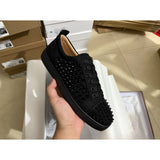 Louboutin-style red bottom shoes european cl style gridsmen's shoes cowhide rivets hot diamond low-top red bottom shoes couple sneakers casualeasiest for match