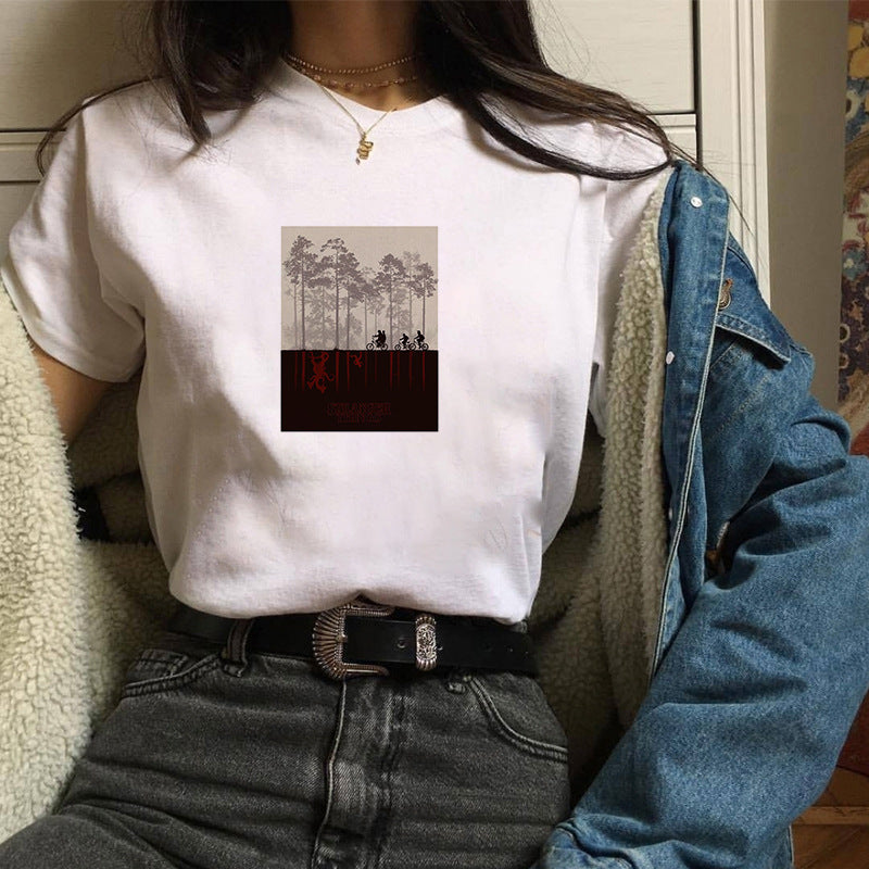 Stranger Things T Shirt Stranger Things Stranger Things Printed Polyester round Neck Pullover T-shirt