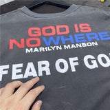 Marilyn Manson T Shirt Fog Vintage Marilyn Short Sleeve Distressed Portrait T-shirt