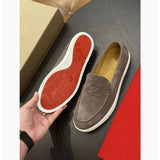 Louboutin-style red bottom shoes clfashioncasual loafers export classic pure color canvas breathable trendycasualstylish men's shoes