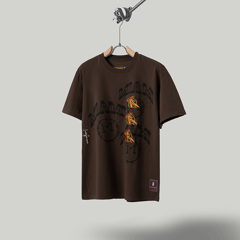 Travis Scott T Shirts x Mitchell x Ness Miami Hurricanes Seal Short Sleeve