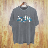 Amiri washed t-shirt letter dragon printing short sleeves