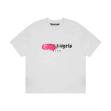 Palm Angels T Shirts Angel Splash Paint Letter Print Loose Short Sleeve T-shirt Half Sleeve Shirt