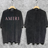 Amiri washed t-shirt pink letterprinting short sleeves