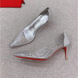 Louboutin-style red bottom shoes clflats pointed rhinestone stiletto women's high heels wedding shoes cm.cm.cm red bottom black red bottom
