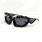 Trendy punk glasses colorful nails weird