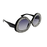 Trendy punk glasses double circle rhinestones