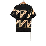 We11 Done T Shirts Color Checkered Logo Letter Offset T-shirt Loose