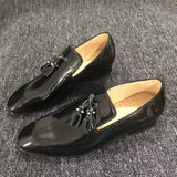 Louboutin-style red bottom shoes embroidered shoes fashioneasiest for matchcasual business thick sole glossy gentleman leather shoes red bottom wedding cl men's shoes