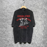 Amiri washed t-shirt bull printing short sleeve