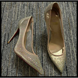 Louboutin-style red bottom shoes ballet shoes dance shoes european station cl french one-word celebrity elegant rhinestone sexy red bottom export high heels