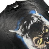 Men Vintage T-Shirts Wolf Head Full Moon Print Short Sleeve