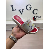 Louboutin-style red bottom shoes fashionexportcl red bottom rivets men's slippers summertrendy flip-flops lightweight non-slip beach shoes cool flip-flops