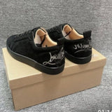 Louboutin-style red bottom shoes export model cl men's shoes electric embroidered red bottom white shoes breathable sneakers men's shoes flatscasual shoes crescent shoes goatskin
