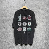 Amiri washed t-shirt medal set printing short sleeves