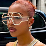 Trendy punk glasses one-piece rhinestones