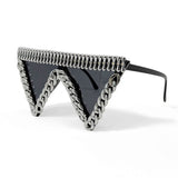 Trendy punk glasses metal chain triangle