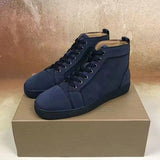 Louboutin-style red bottom shoes european clexport red bottom shoes black velvet studs high-top rivet shoes diamond shoes trendyeasiest for match sneakers