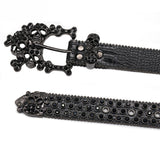 Hip-hop punk rhinestone belt skull head exaggerated