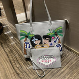 Chh Chrome Heart Leather Bag Embroidered Shoulder Bag Tote Bag