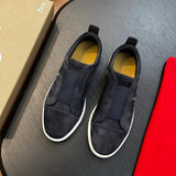 Louboutin-style red bottom shoes clmen genuine leather slip-on sneakers fashioncasual loafers breathable abrasion resistantwork clothing men's shoes