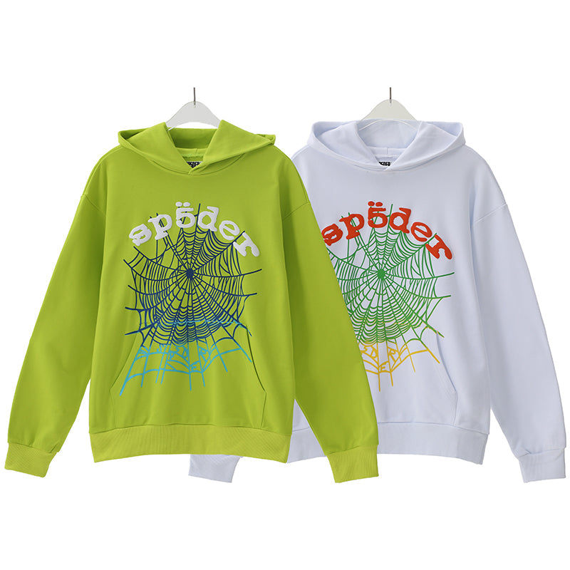 Sp5der Hoodie Cobweb Puff Print Pure Cotton