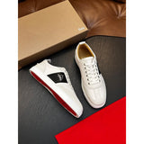 Louboutin-style red bottom shoes men's genuine leather patchwork sneakers cl rivet decoration trendy low-top casual shoes multi-color exporttie back sneakers