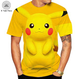 Men and Women Pokemon Pikachu T Shirt Summer Men's Short Sleeve round Neck T-shirt