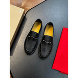Louboutin-style red bottom shoes spring clmen genuine leather loafers flats slip-on casual shoes fashionable work clothing men's shoes