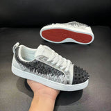 Louboutin-style red bottom shoes export europe station cl red bottom shoes electric embroidery low top high top men's shoes red bottom couple trendy rivets casualtie back