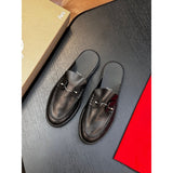 Louboutin-style red bottom shoes: original standard original box top version cl handmade genuine leather shoes mencasual shoes slip-on beanie shoes red bottom loafers